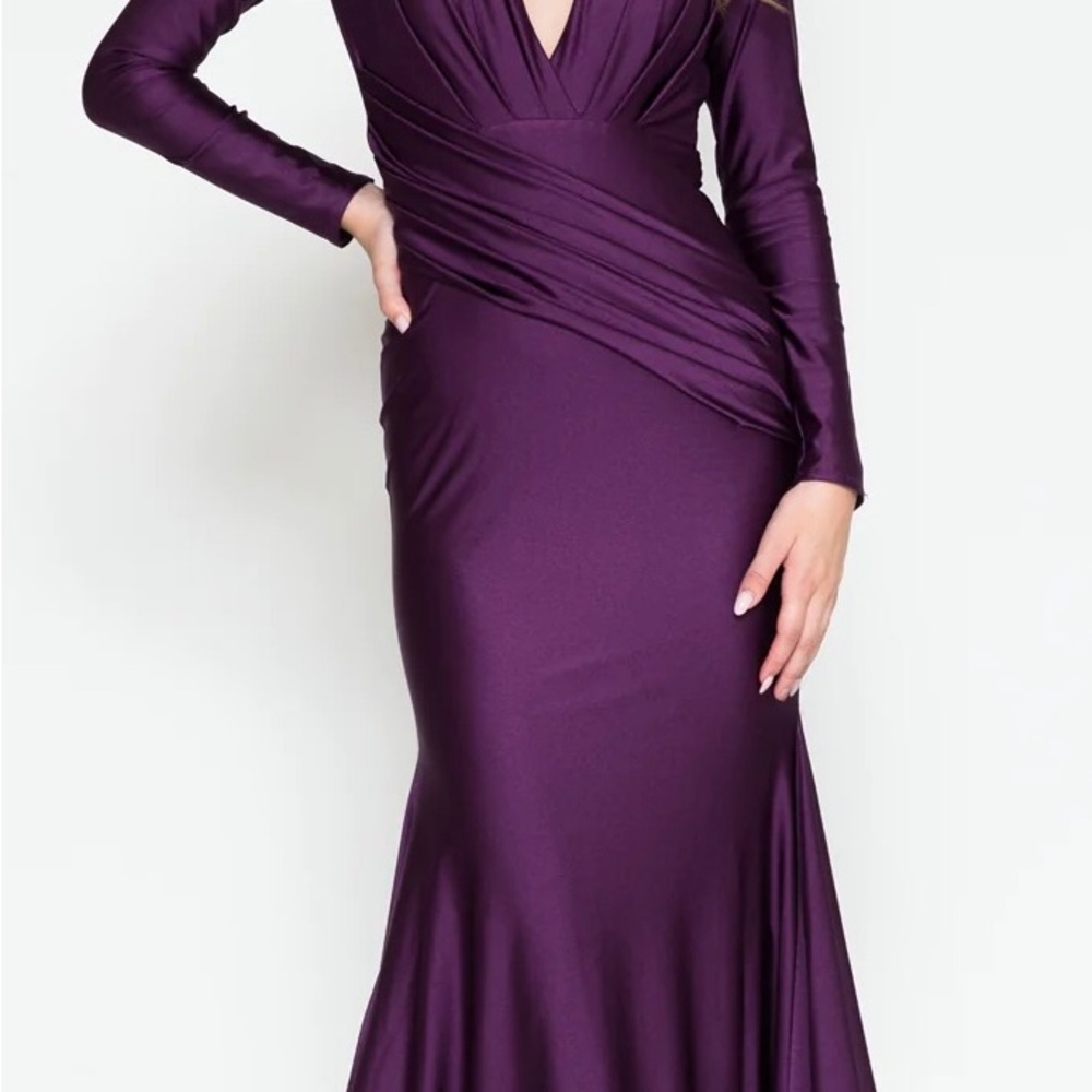 Amelia Couture Satin Gown Eggplant Color